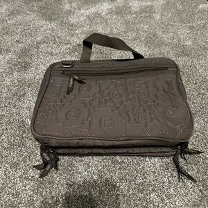 Thirty-One Quilted Brown Poppy Makeup Bag